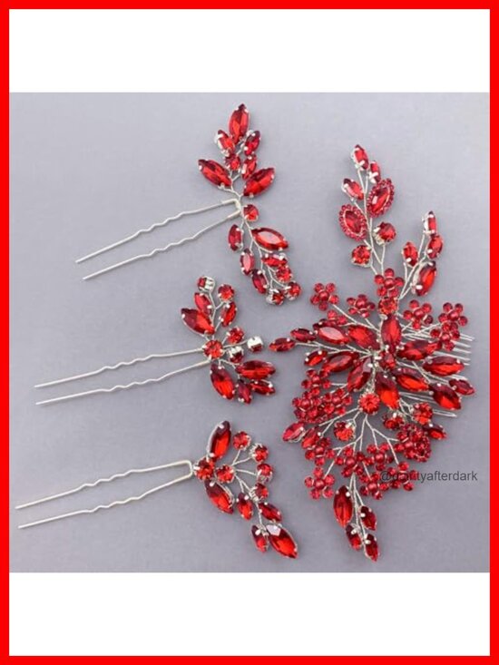 Crystal Wedding Hair Accessories 4pcs Bridal Rhinestone Flower Hair Side Combs